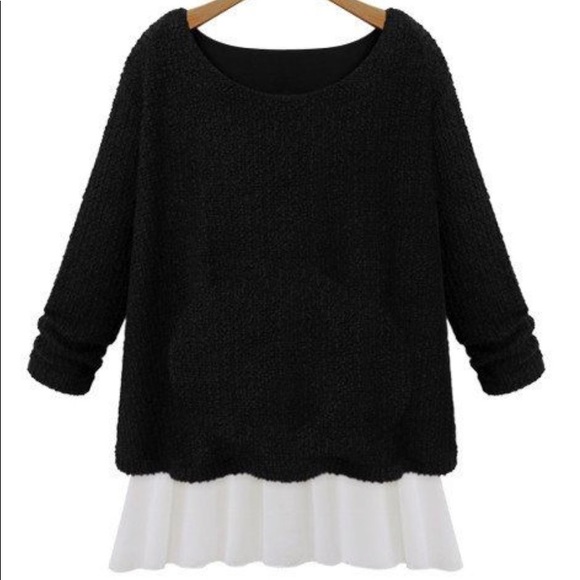 Goodnight Macaroon Knitted Sweater with Mock Layer - Picture 1 of 6